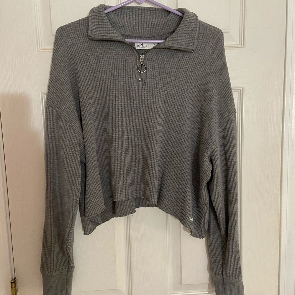 EUC | Hollister | Gray Quarter Zip Long Sleeve - Picture 2 of 4